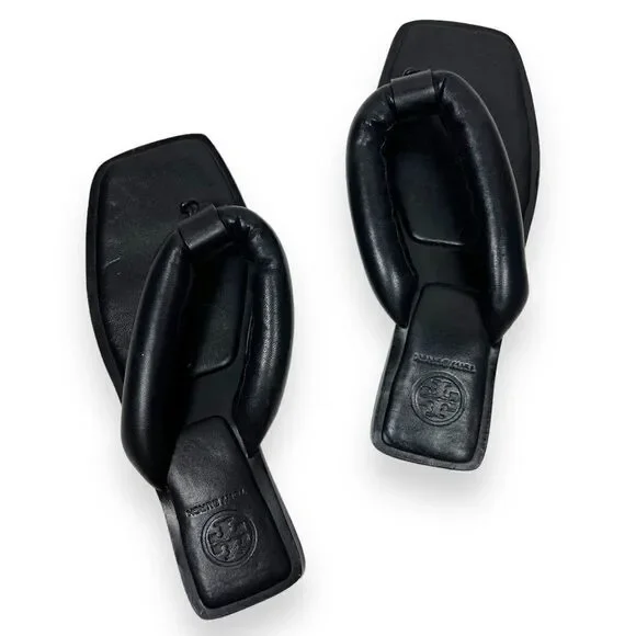 Tory Burch Nevada Summer Sandal Black Leather Puff Detail Size 6.5 - Picture 7 of 7